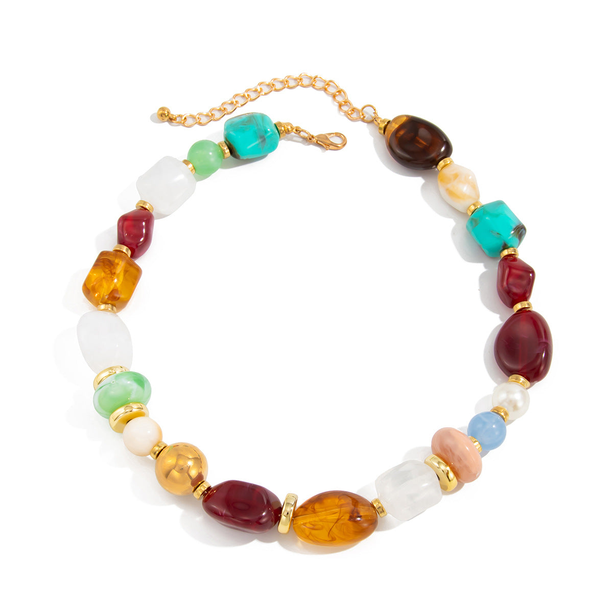 Bohemian Colorful Resin Beaded Necklace Trendy Geometric Design