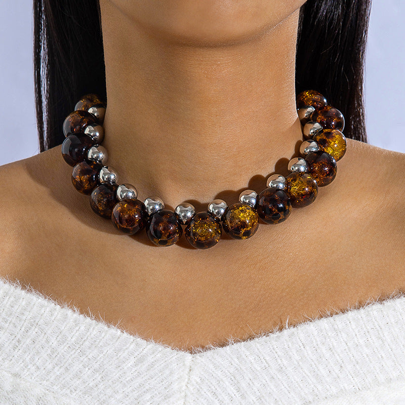 Trendy Ccb Letter Choker Necklace With Handmade Pearl Bow