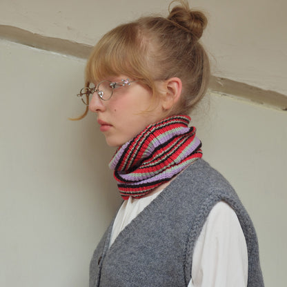 Striped Wool Blend Knit Neck Warmer for Unisex Winter Wear
