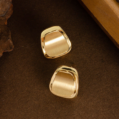 Square Geometric Earrings Minimalist Copper Design