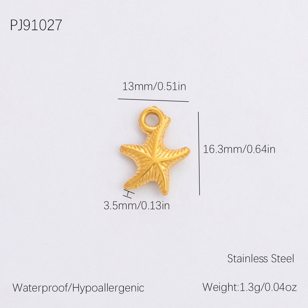 Vintage DIY 18K Gold Plated Stainless Steel Bow Star Heart Pendant