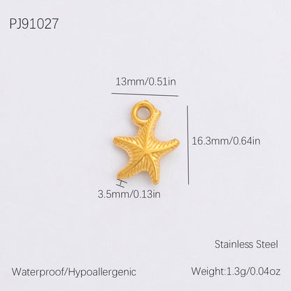 Vintage DIY 18K Gold Plated Stainless Steel Bow Star Heart Pendant