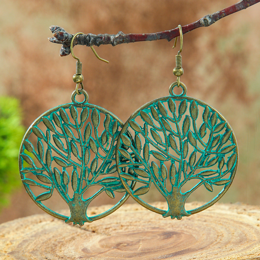 Bohemian Leaf Drop Earrings Vintage Alloy Jewelry