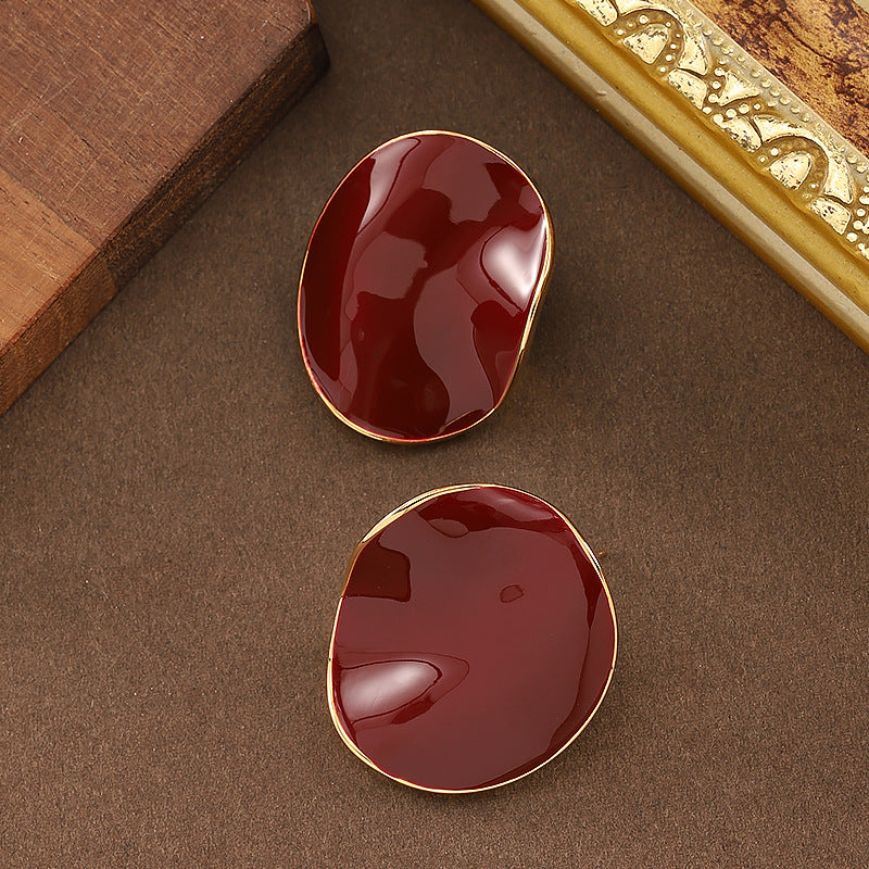 French Style Elegant Irregular Wave Drop Earrings High-End Aesthetic