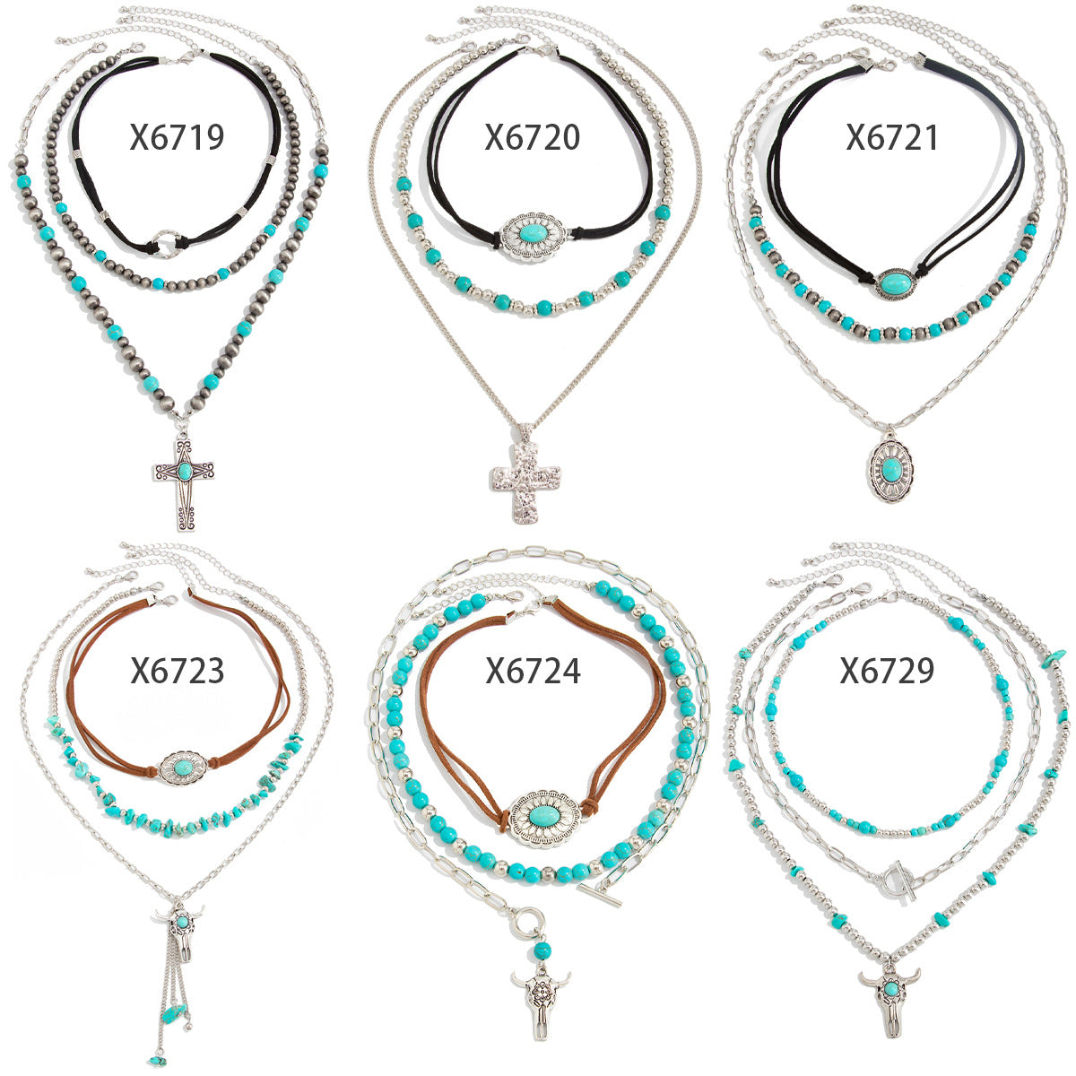 Bohemian Turquoise Style Bull Head Pendant Necklace Trendy Choker