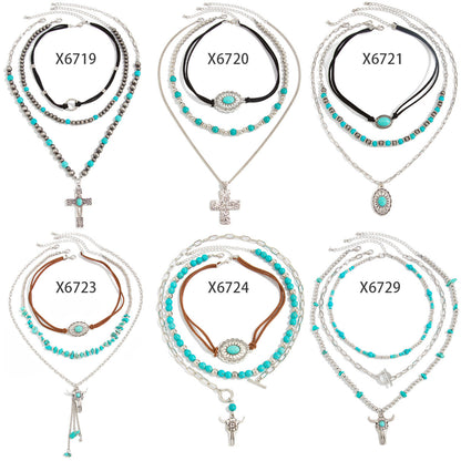 Bohemian Turquoise Style Bull Head Pendant Necklace Trendy Choker
