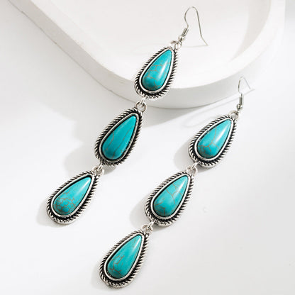 Bohemian Turquoise Waterdrop Earrings Creative Fashion Jewelry