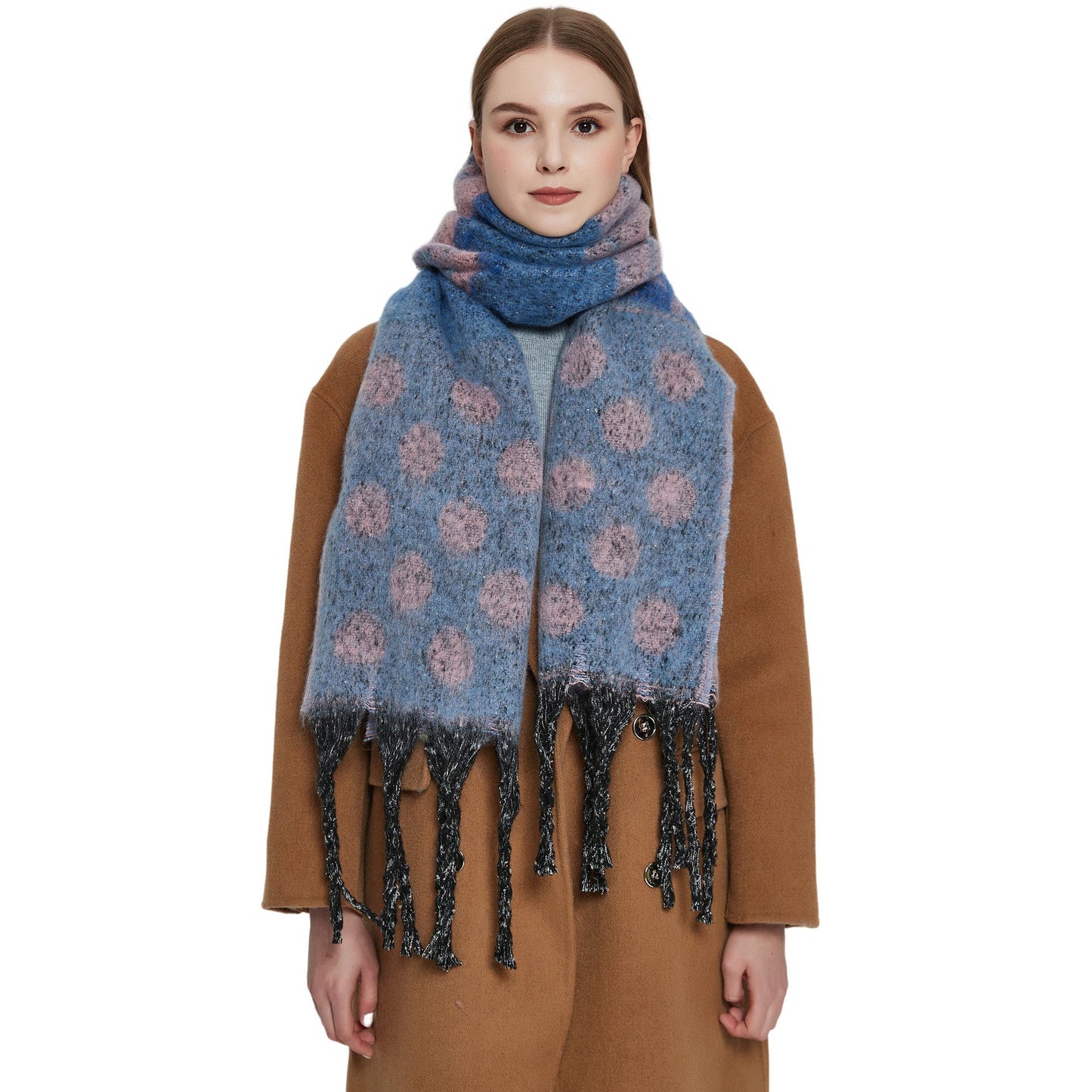 Contrast Color Print Tassel Scarves