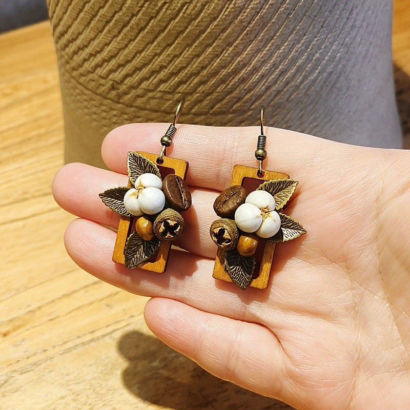 Retro Geometric Leaf Handmade Earrings Creative Style