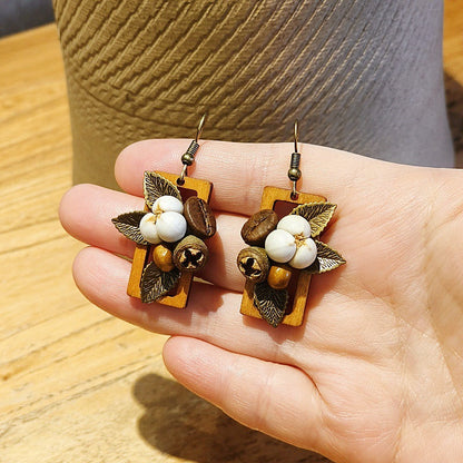 Retro Geometric Leaf Handmade Earrings Creative Style