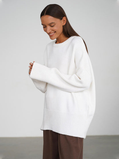 Casual Solid Color Knit Sweater