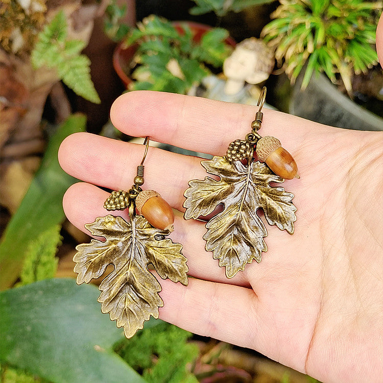 Bohemian Long Tassel Leaf Earrings Natural Wood