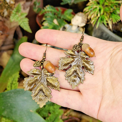 Bohemian Long Tassel Leaf Earrings Natural Wood