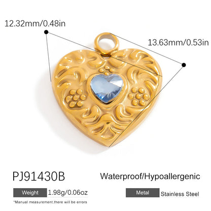 Heart-Shaped 18K Gold Stainless Steel Pendant Necklace