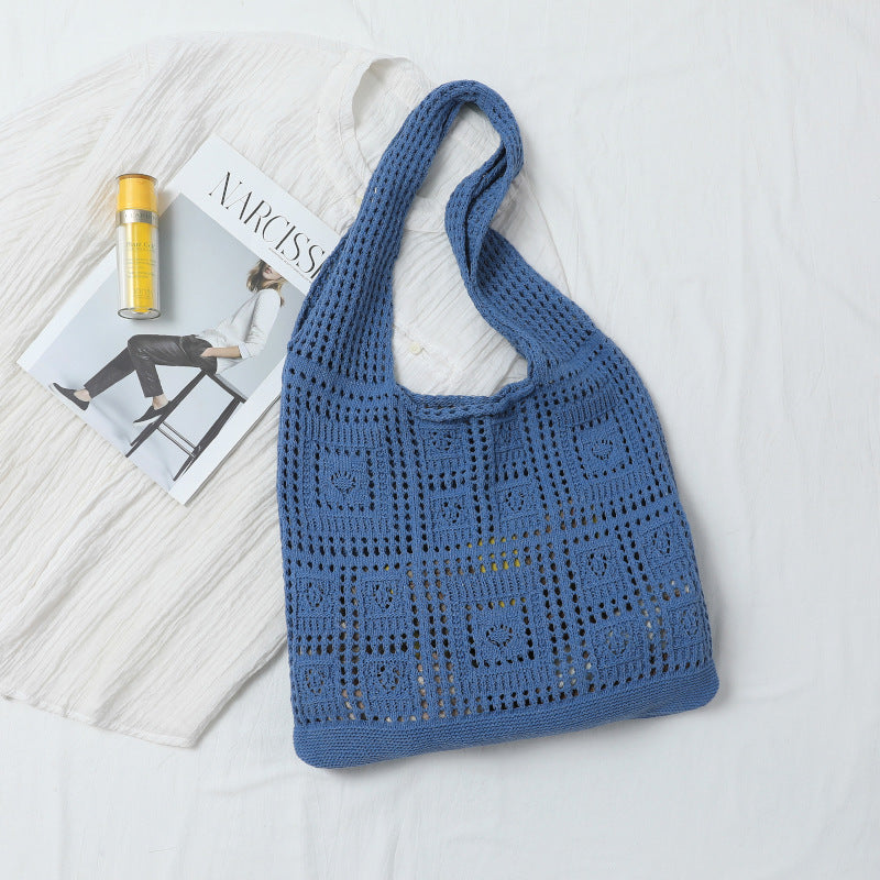 Solid Color Hollow Braided Shoulder Bags