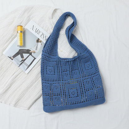 Solid Color Hollow Braided Shoulder Bags