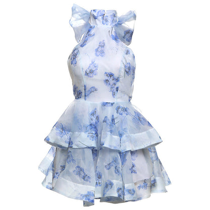 Stylish Floral Print Bodycon Dress With Open Back
