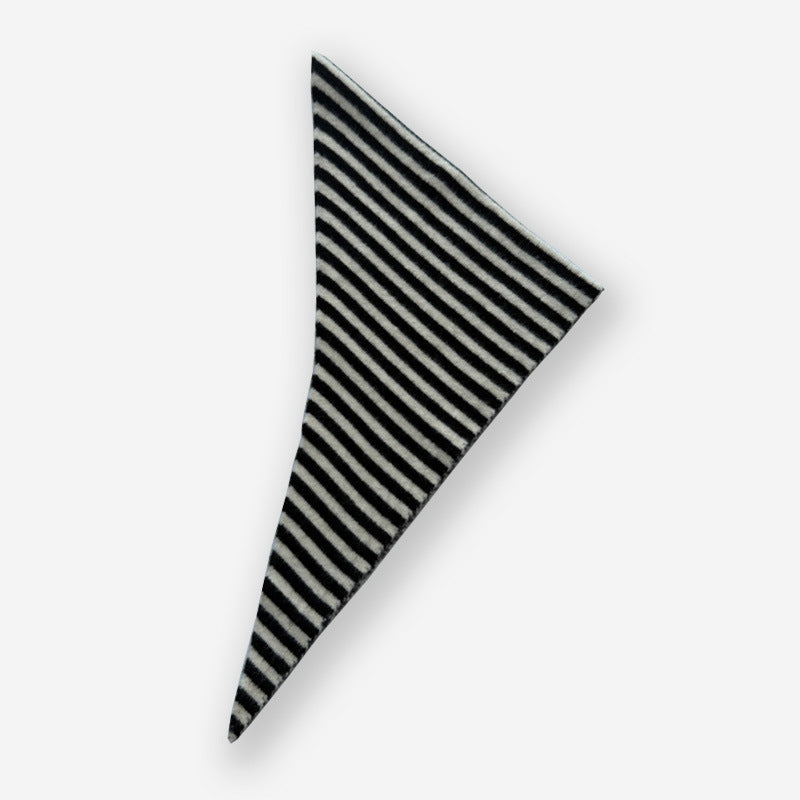 Striped Wool Triangle Scarf for Women - Soft and Cozy