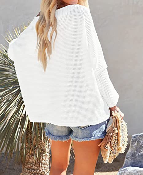 New Knitted Bat Long-Sleeved Solid Color Top Women'S