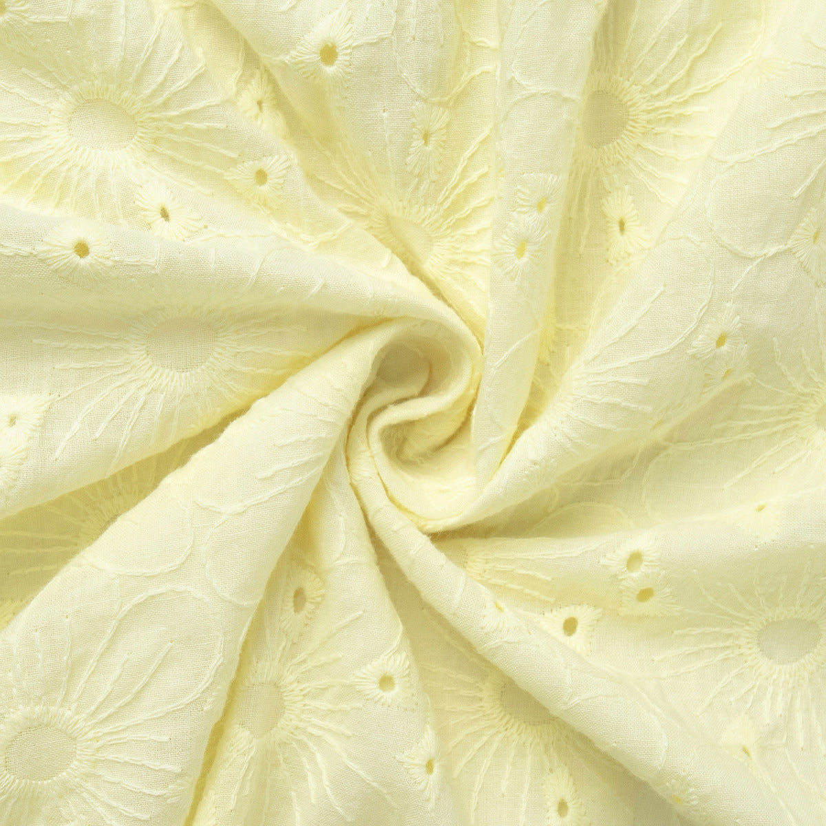 Yellow Embroidered A-Line Dress with Belted Waist