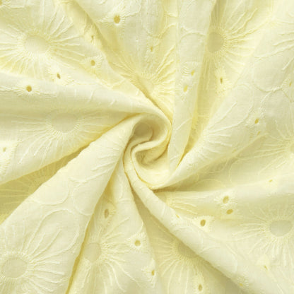 Yellow Embroidered A-Line Dress with Belted Waist