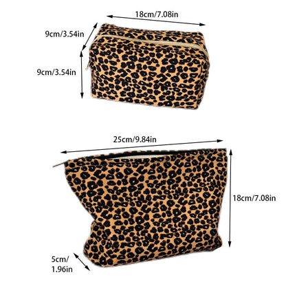Leopard Print Color Block Portable Cosmetic Bag
