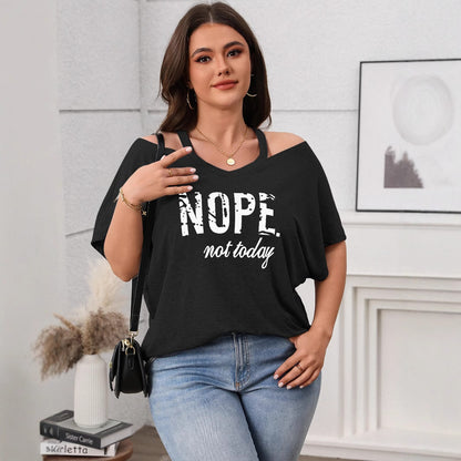 Casual V-Neck Off-Shoulder Top for Plus Size Women
