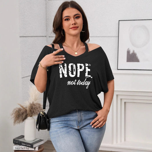 Casual V-Neck Off-Shoulder Top For Plus Size Women
