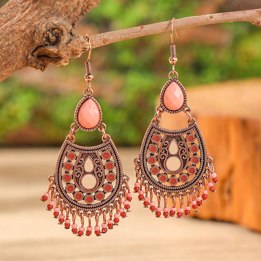 Fashion Tassel Bead Earrings for Women Stylish Vintage Jewelry