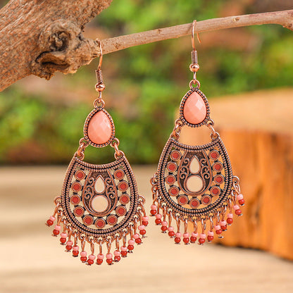 Fashion Tassel Bead Earrings for Women Stylish Vintage Jewelry