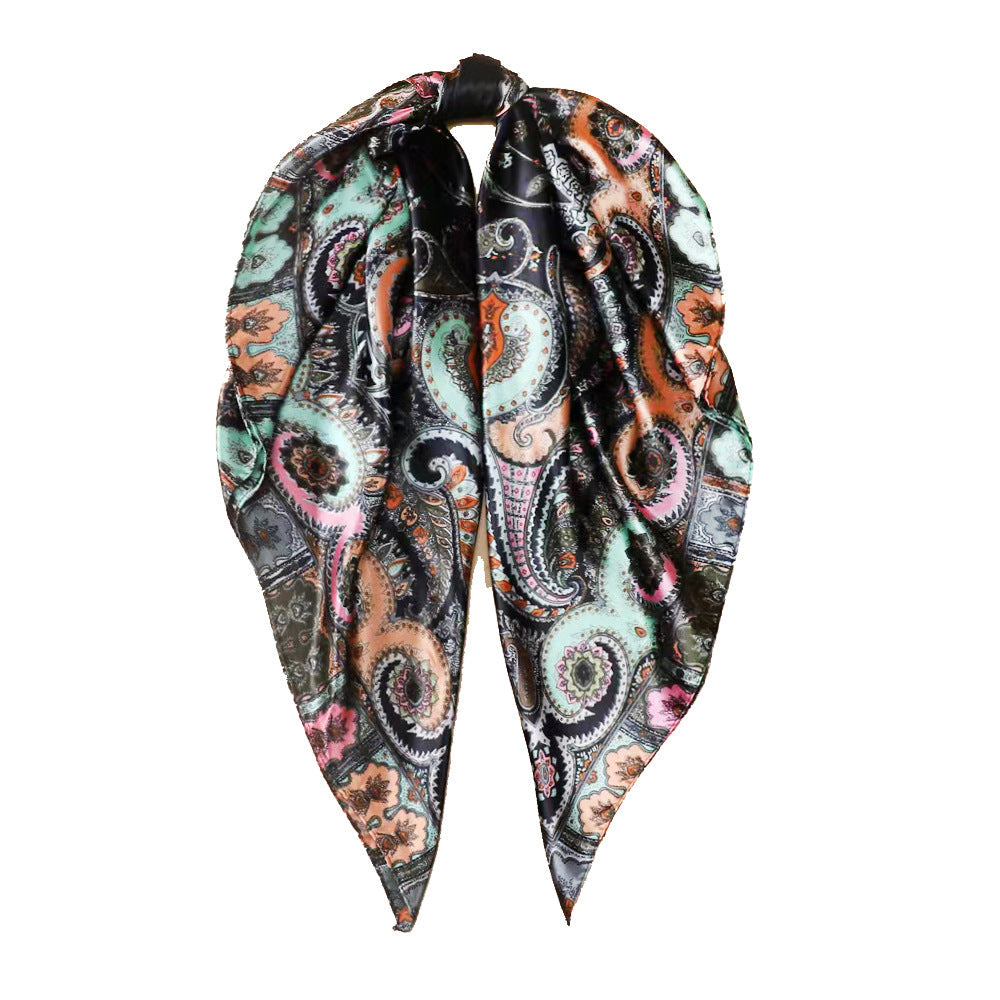 New Square Scarf Women'S Scarf Ethnic Style Shawl Cashew Fruit Pattern Retro Headband