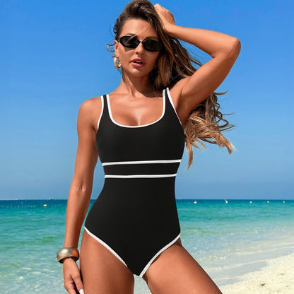 Women'S Sleek One-Piece Swimwear - High Elasticity, Quick-Dry Fabric