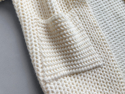 Solid Color Hollow Out Open Front Knit Cardigan