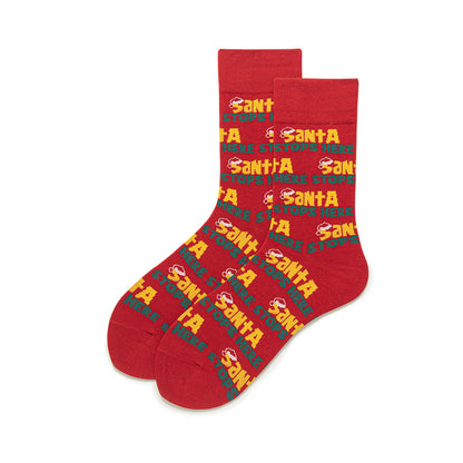 Winter Cute Print Christmas Cotton Crew Socks