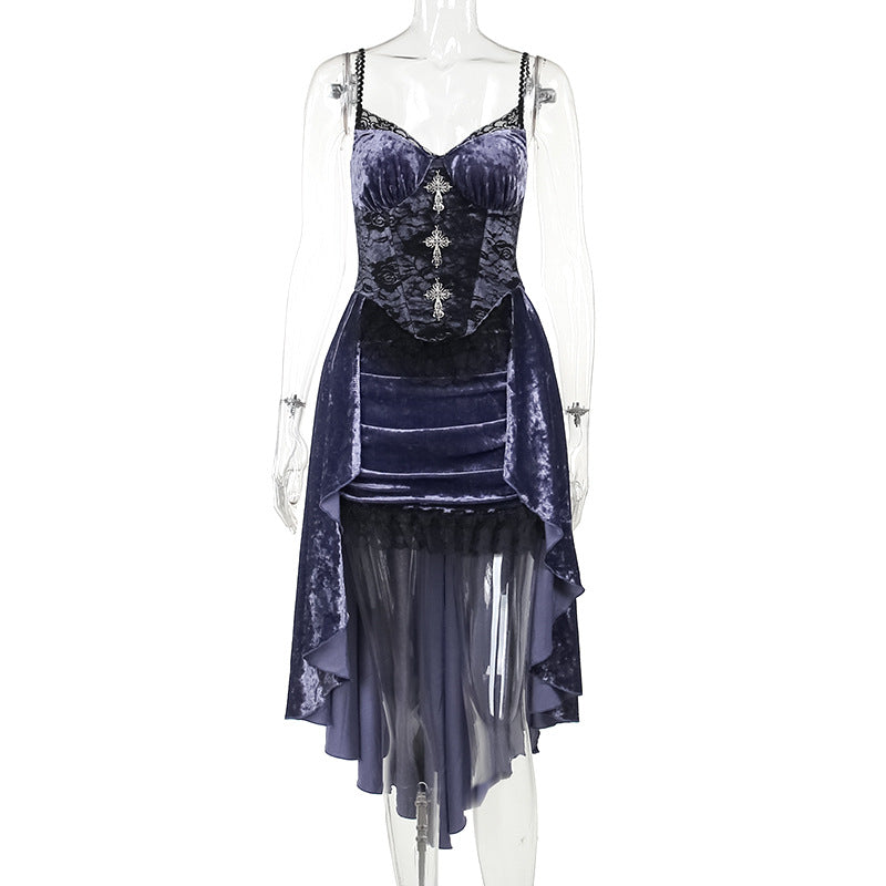 Sleek Purple Spaghetti Strap Bodycon Dress