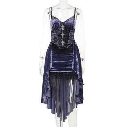 Sleek Purple Spaghetti Strap Bodycon Dress