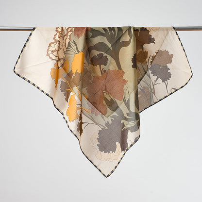 Flower Print Breathable Soft Silk Scarf