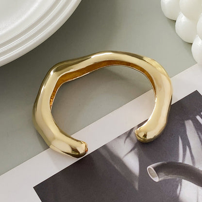 Trendy Irregular Metal Bracelet Set Stylish Open Cuff