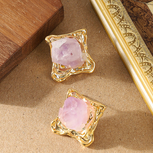 Geometric Square Natural Stone Earrings For Women