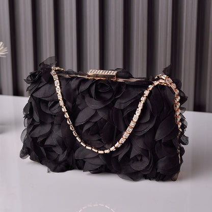 Chic Floral Chiffon Evening Clutch Party Bag