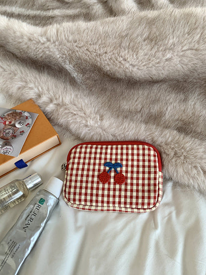 Cherry Pattern Portable Makeup Bag Cute Storage Pouch