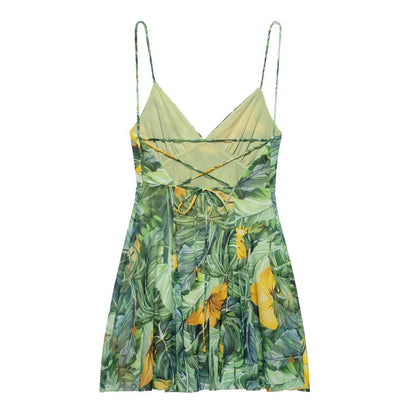 Sexy Backless Print String Mini Dresses
