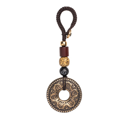 Six-Character Mantra Pendant Brass Car Keychain Small Pendant