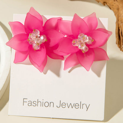 Trendy Floral Resin Drop Earrings Handmade Fresh Style