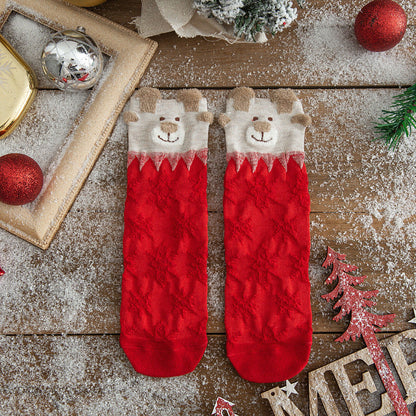 Christmas Reindeer Cartoon Funny Crew Socks