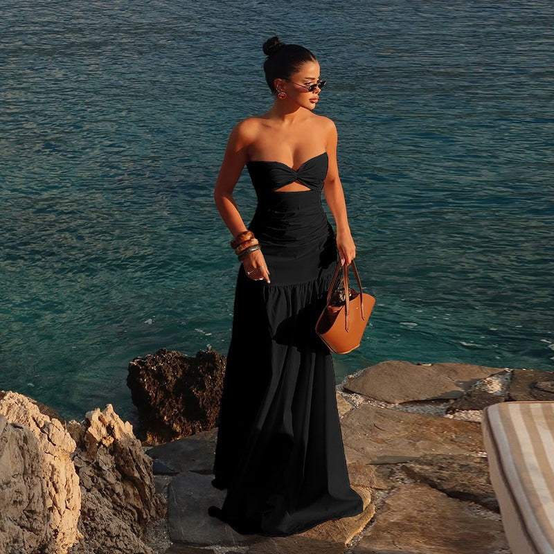 Summer Sexy Strapless Hollow Out Maxi Dress