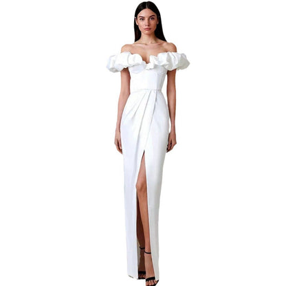 Elegant One-Shoulder Ruffle Maxi Dress for Women