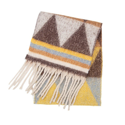 Winter Cozy Tassel Color Block Warm Scarf