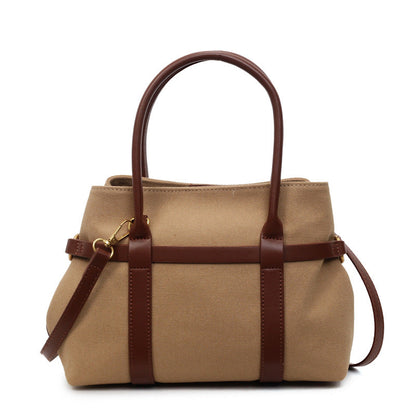 Women's Color Block Canvas Tote Bag Stylish Commuter Bag