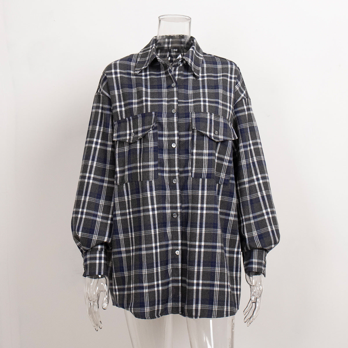 Plaid Long Sleeve Shirt With Pockets